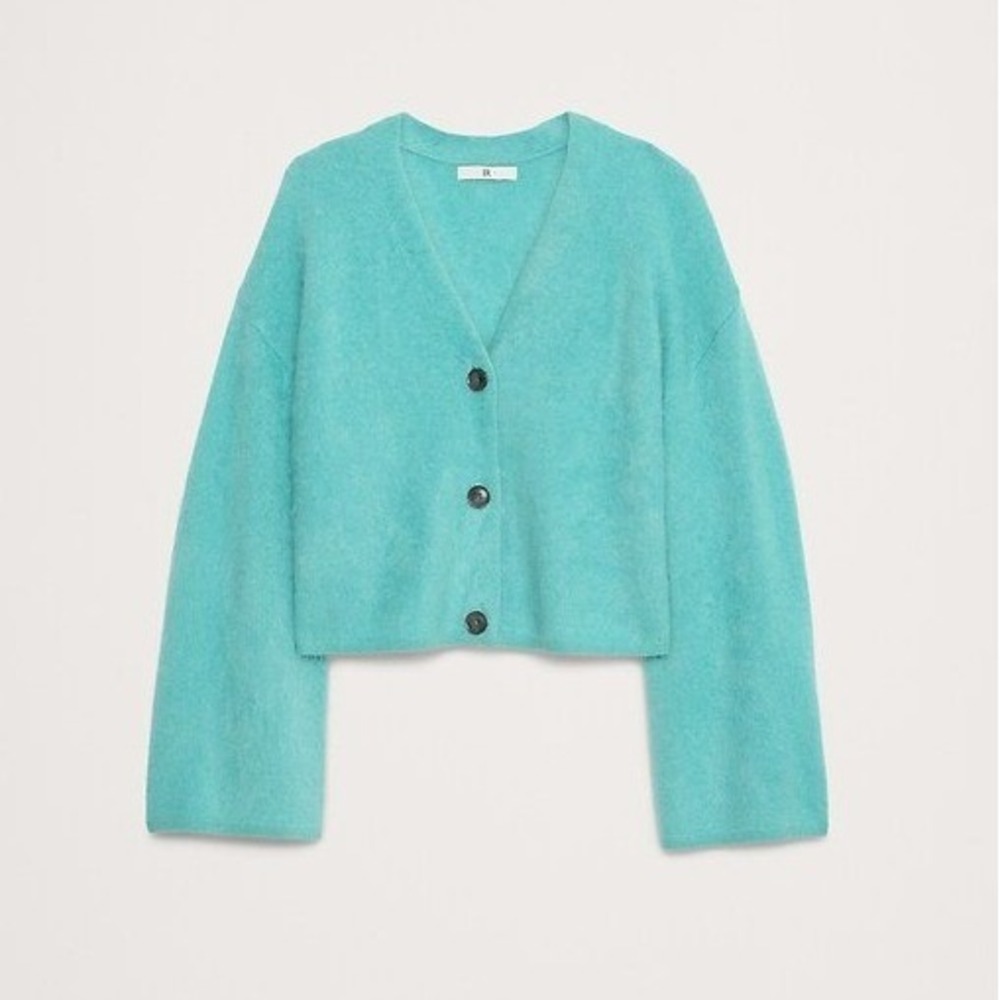 Banana Republic Womens Brushed Cashmere Flare-Sleeve Cardigan Sweater Size S